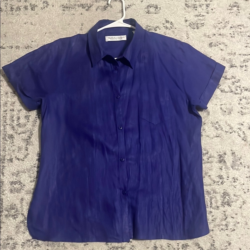 Valerie Stevens Pure Linen Deep Blue Shirt SZ L